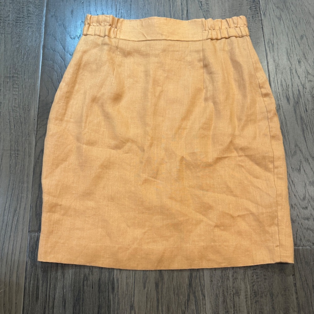 Rico‎ Designer Women's Orange Linen Blend Elastic Waist Mini Skirt